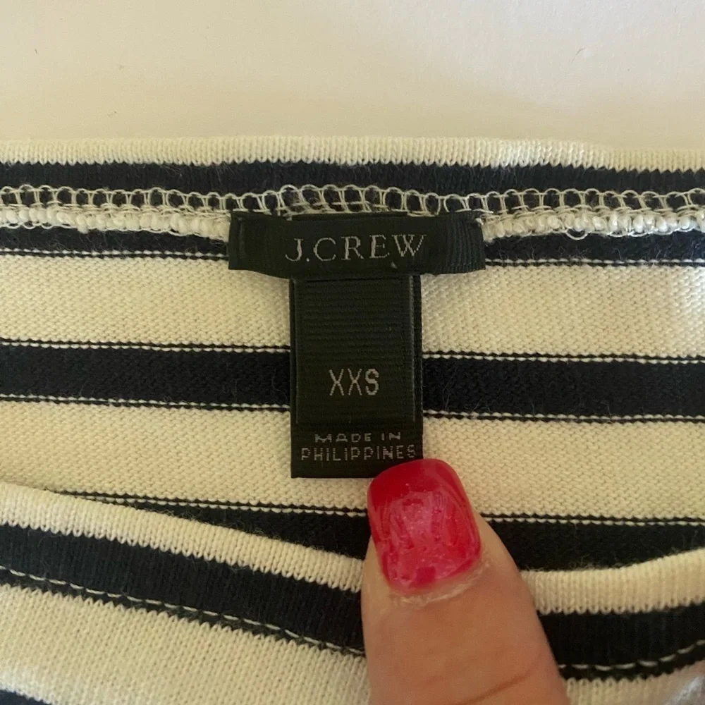 J. Crew French black and white striped sweater with dress cuffs, Sz. XXS